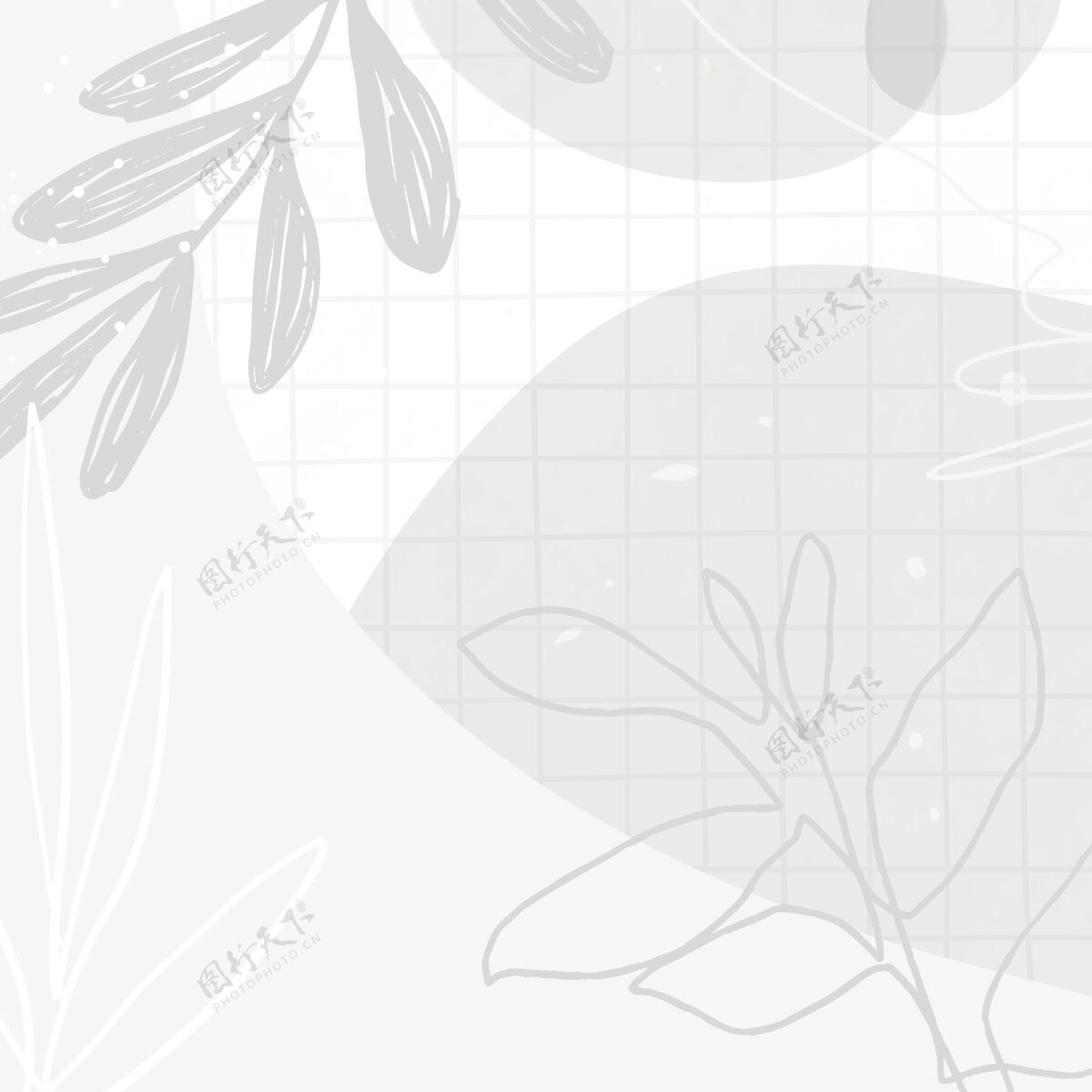 树叶抽象白调孟菲斯社会背景花卉背景海报分支