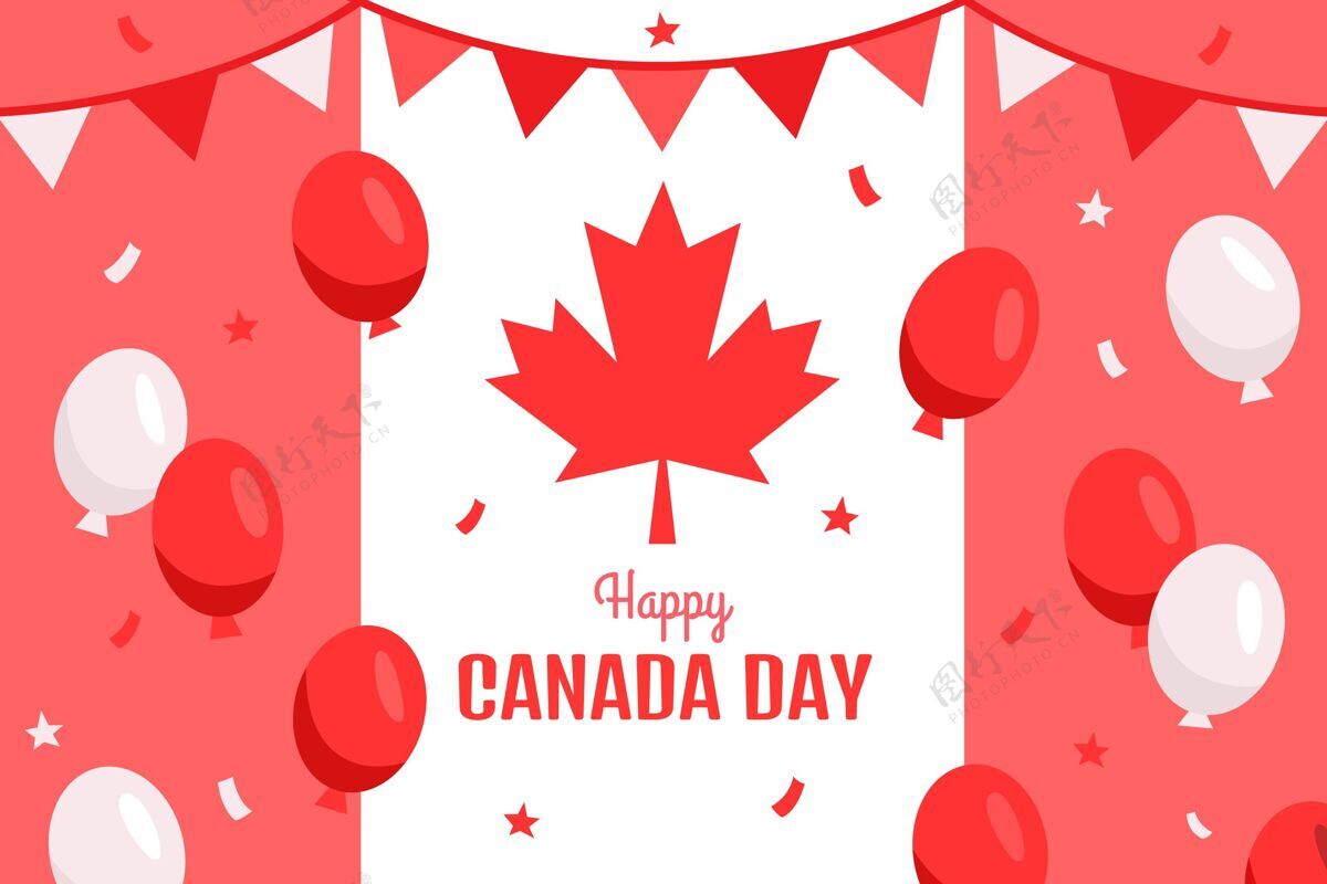 壁纸手绘加拿大日气球背景气球背景活动爱国