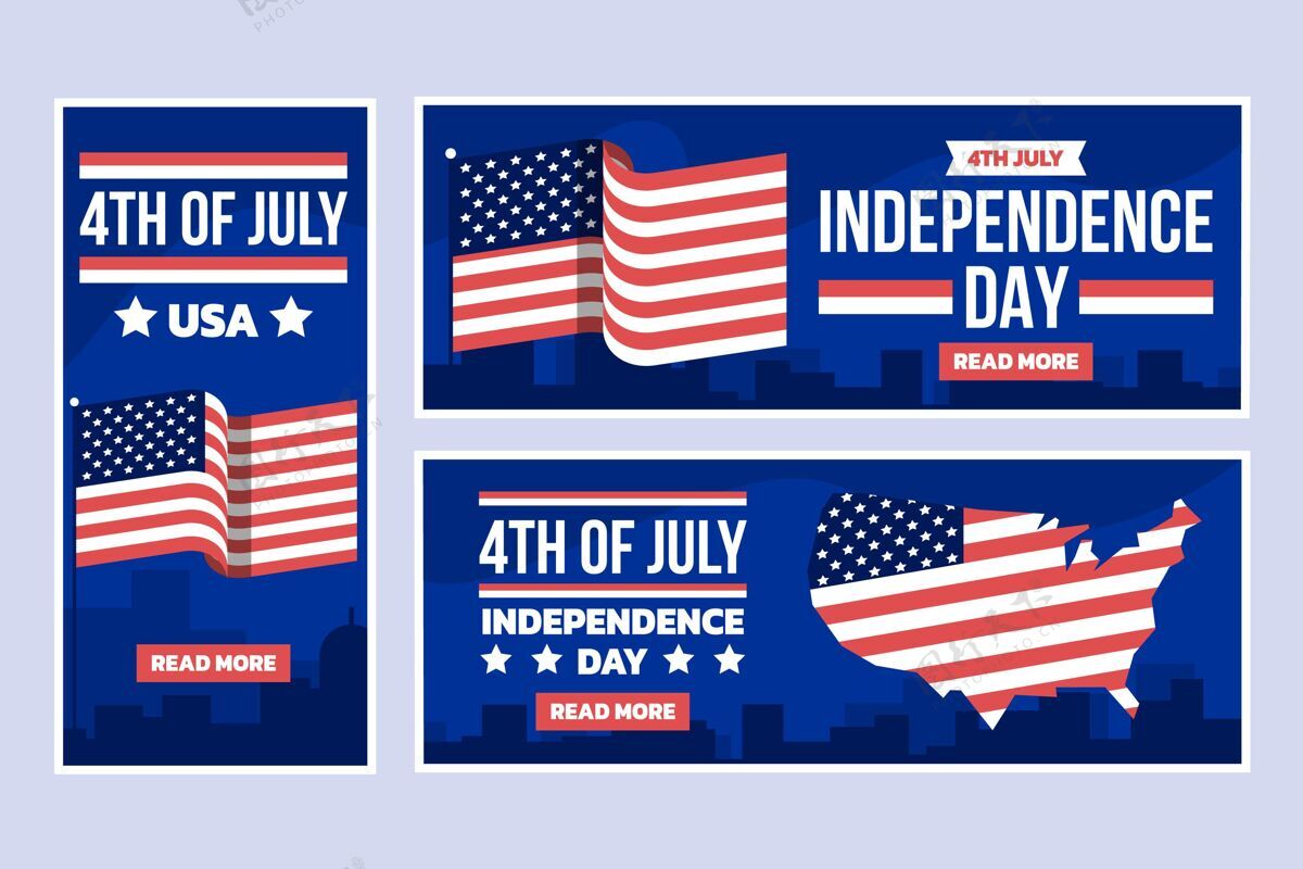 美国七月四日-独立日横幅布景横幅美国7月4日