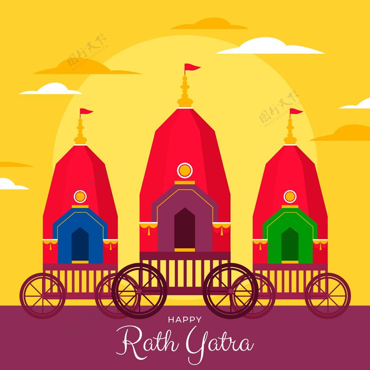 贺卡平面拉思雅特拉庆祝插图平面设计庆祝印度教