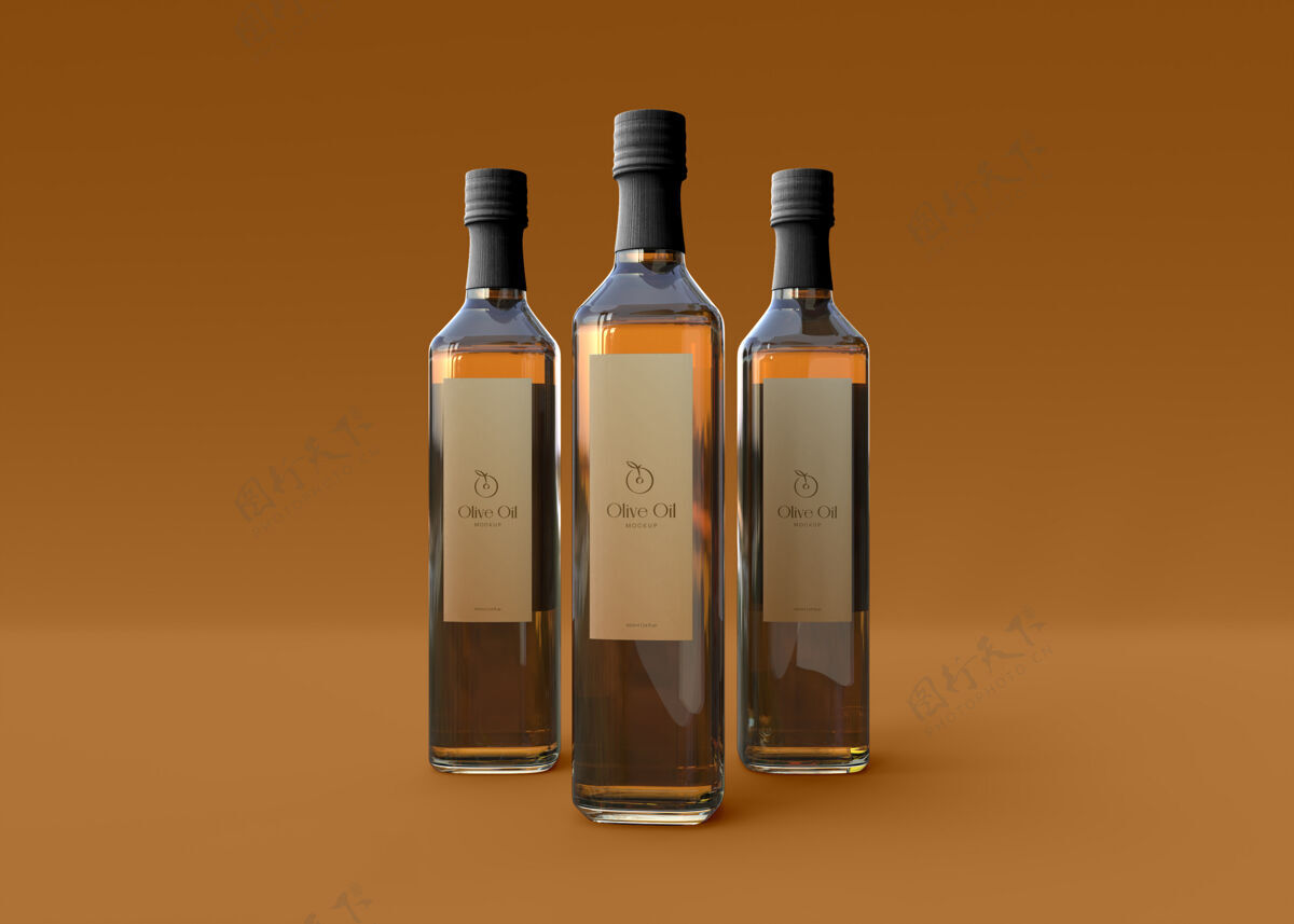 油橄榄油瓶模型自然瓶子容器
