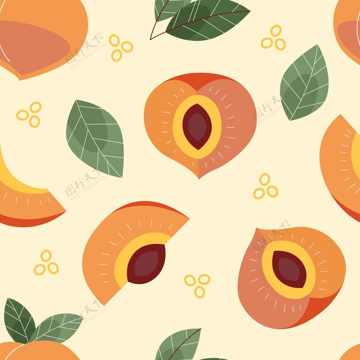 主题桃花图案设计水果图案装饰图案