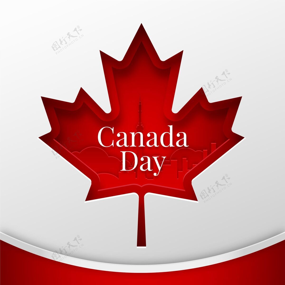 纸风格加拿大日纸制插图庆祝7月1日加拿大