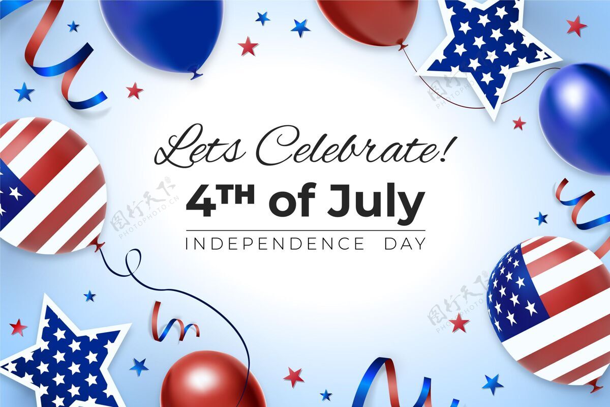 7月4日七月四日独立日气球背景独立宣言渐变背景庆典