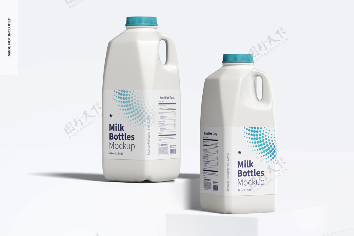 品牌64盎司牛奶瓶模型 前视图牛奶牛奶瓶包装
