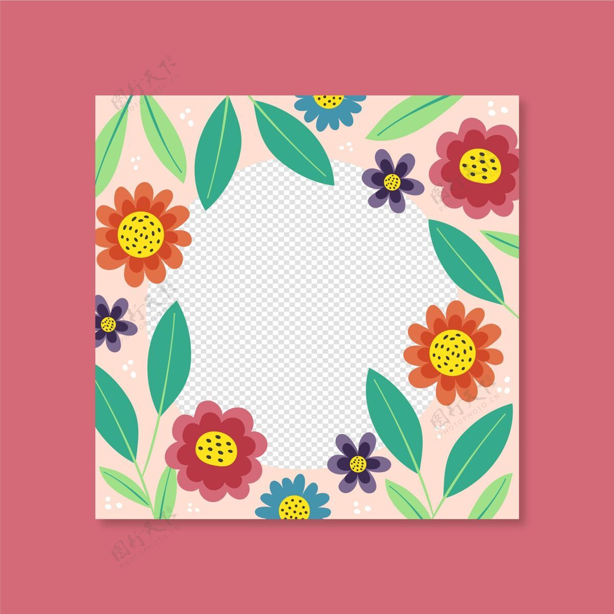 追随者漂亮的花脸书框架相框手绘花卉