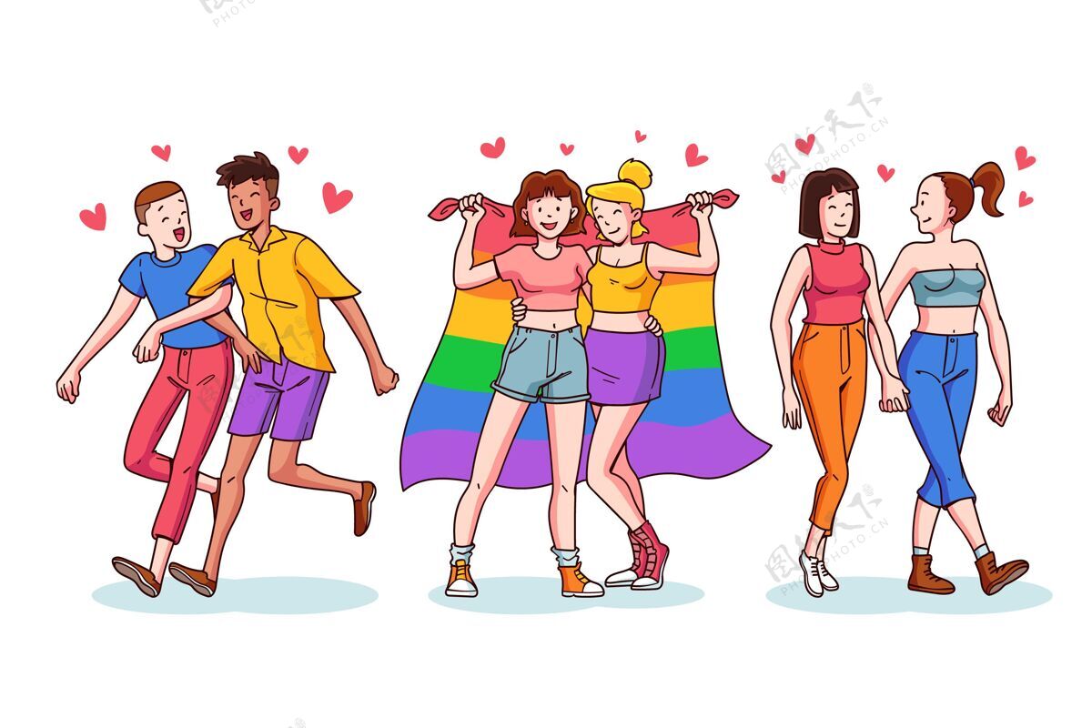 6月27日手绘自豪日情侣系列同性恋分类旗帜