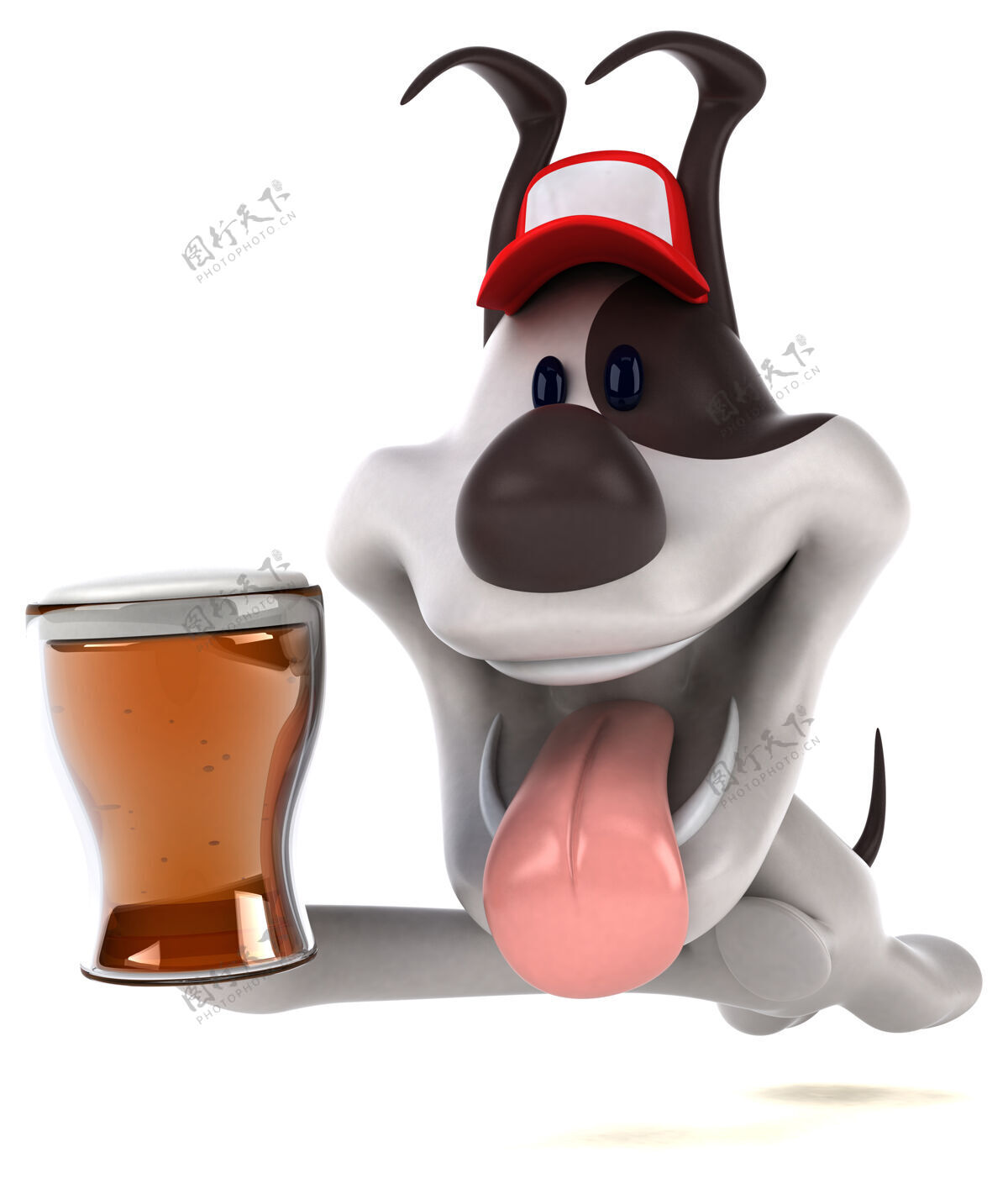 鼻子有趣的狗三维插图酒吧啤酒赛车