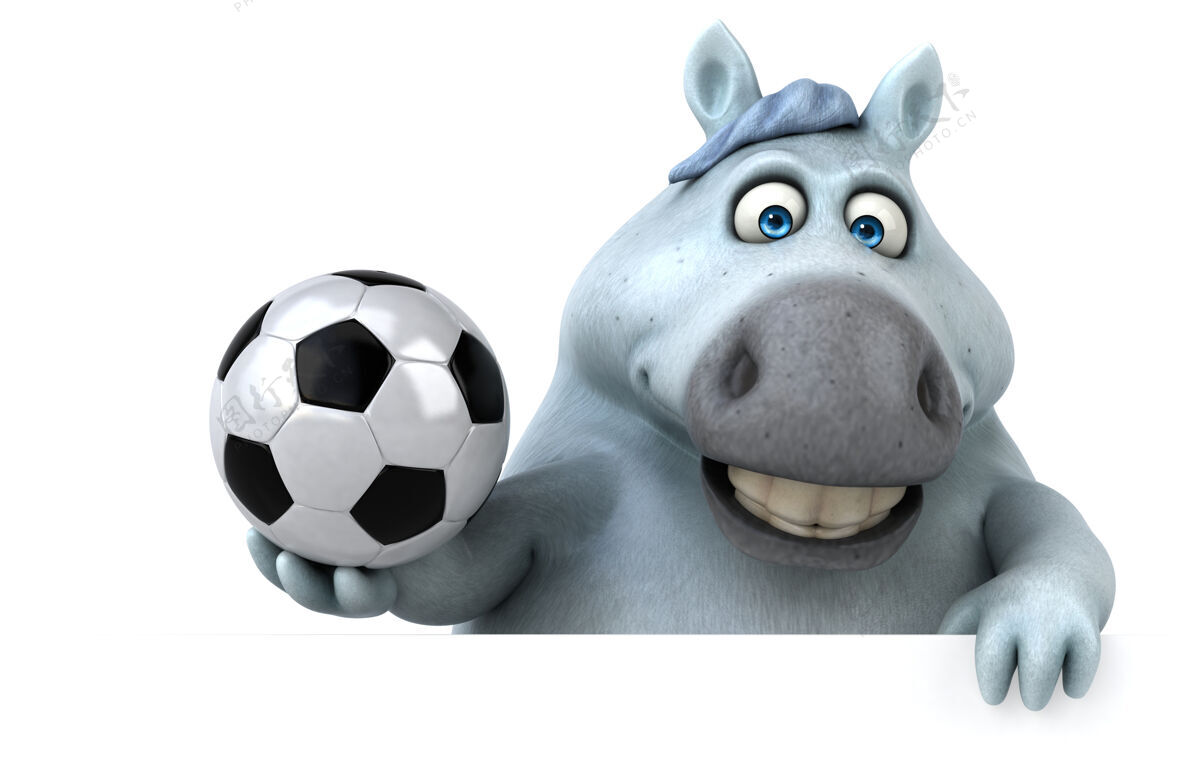 球有趣的马三维插图马术哺乳动物体育