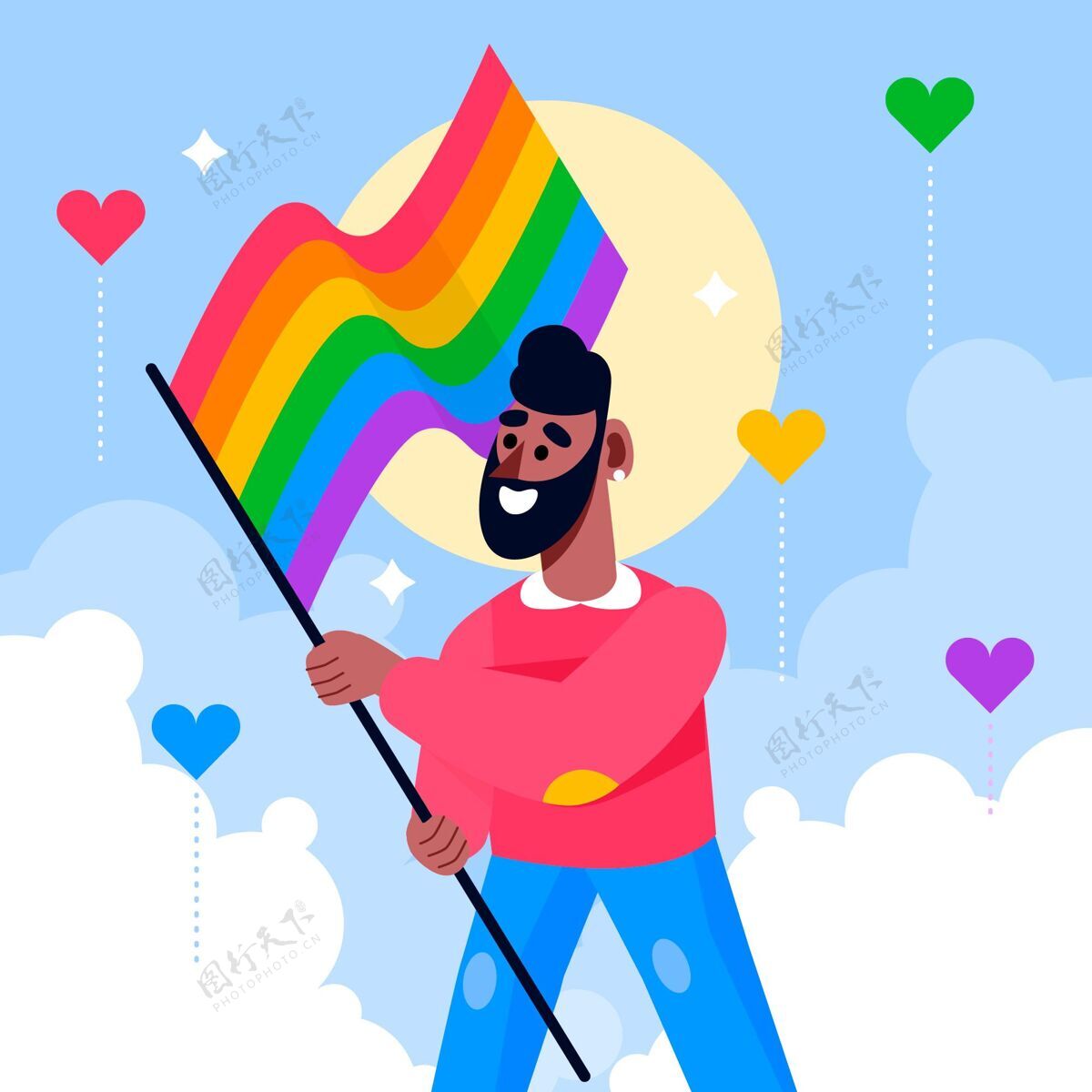 同性恋扁平骄傲日旗插图平面设计事件6月27日