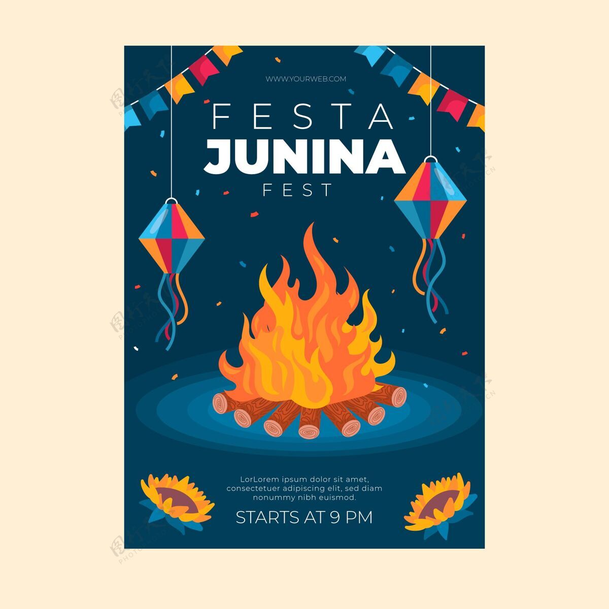 垂直平面festajunina垂直海报模板巴西活动junina海报