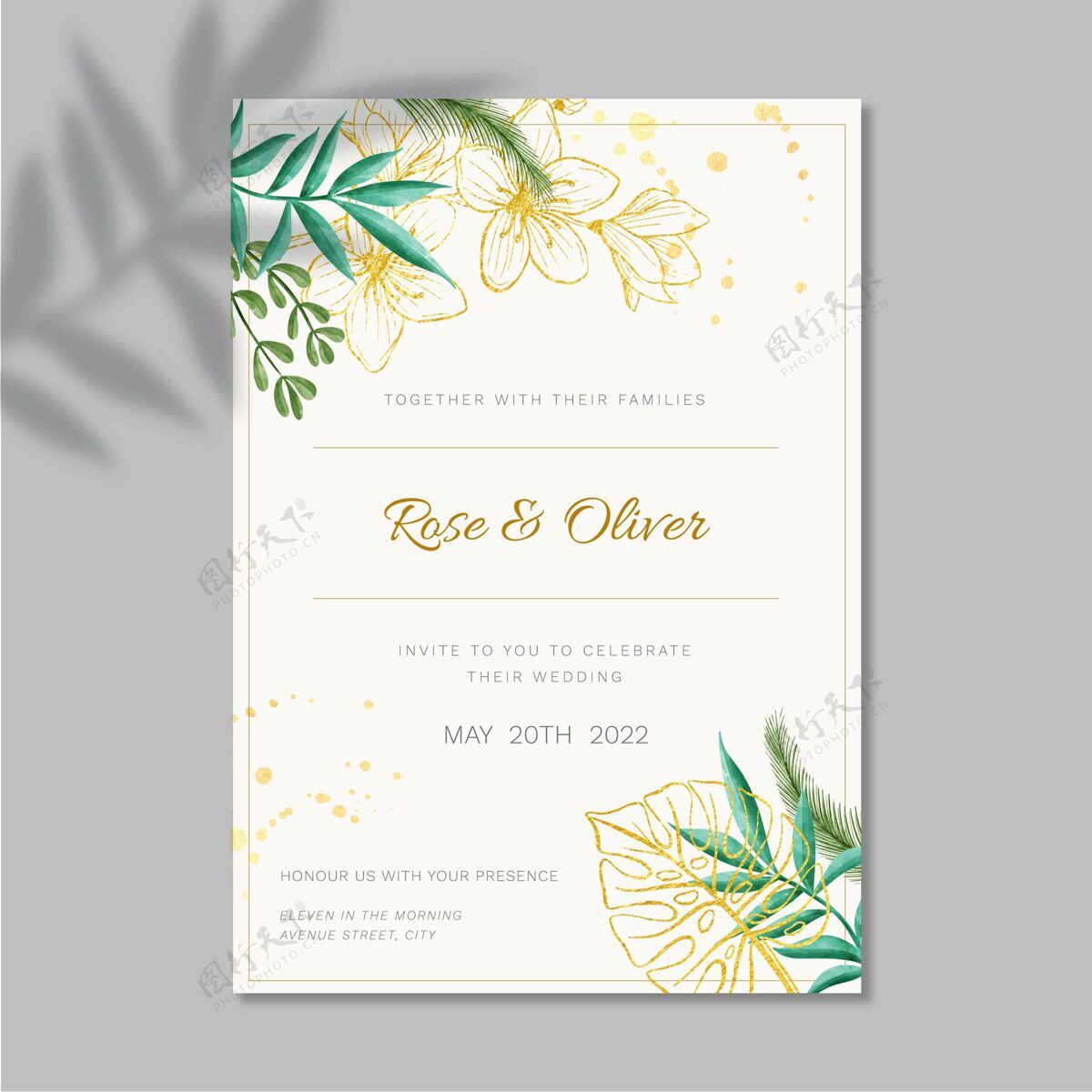 婚礼花卉结婚卡模板设计保存日期准备打印婚礼设计