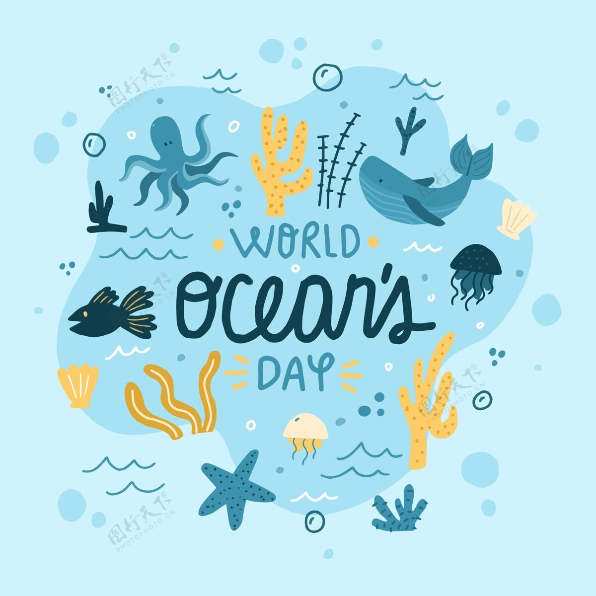 活动手绘世界海洋日插图世界海洋日全球生态