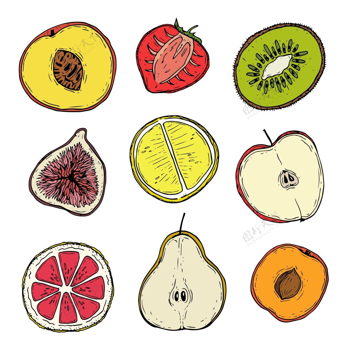 收藏手绘水果系列美味包装套装