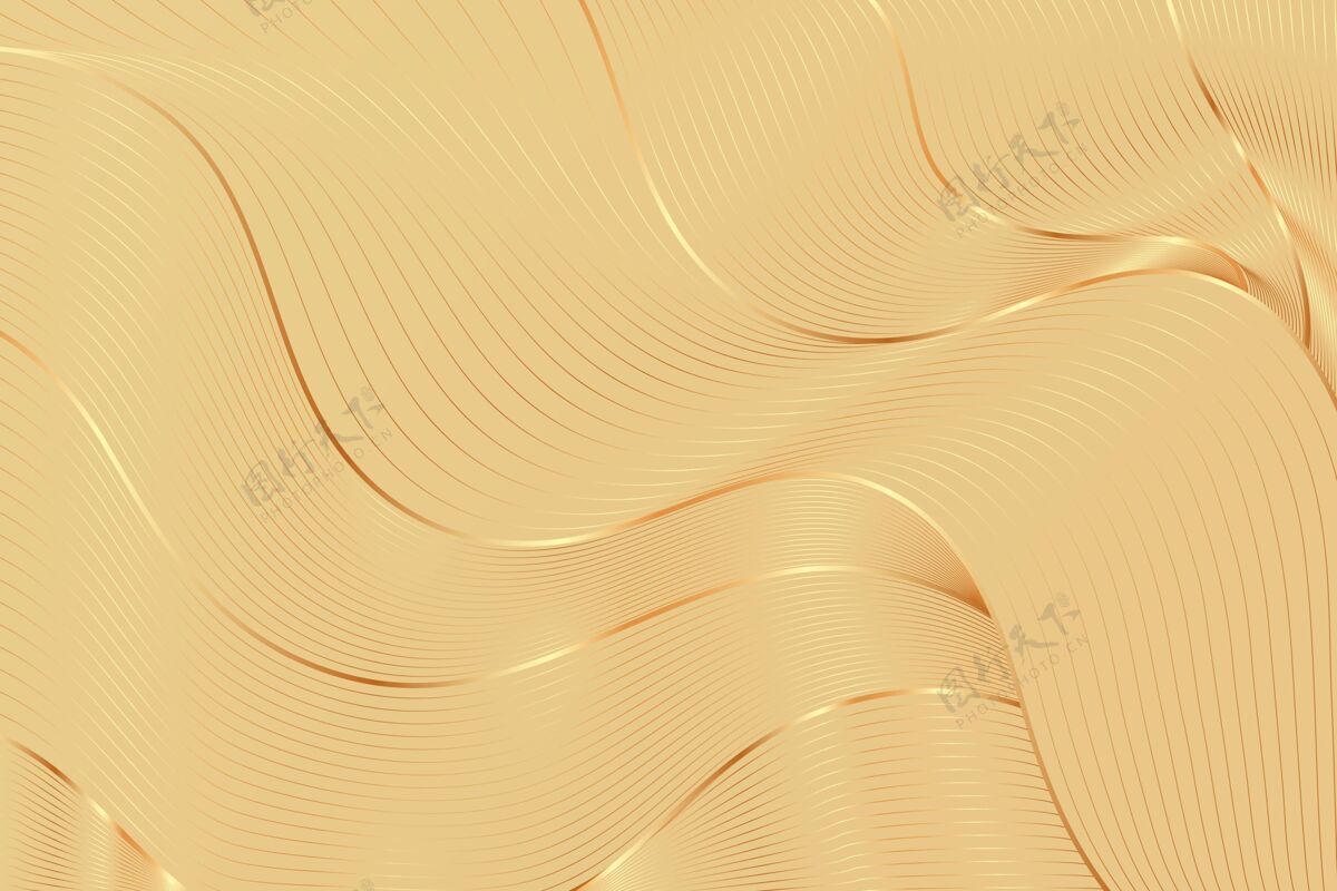 背景渐变金色线性背景 抽象米色波浪金色细节米色背景优雅