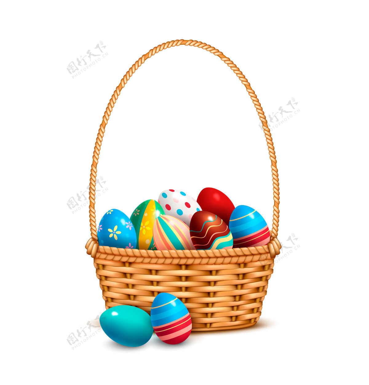 复活节柳条篮子彩绘复活节彩蛋篮子柳条篮子五颜六色