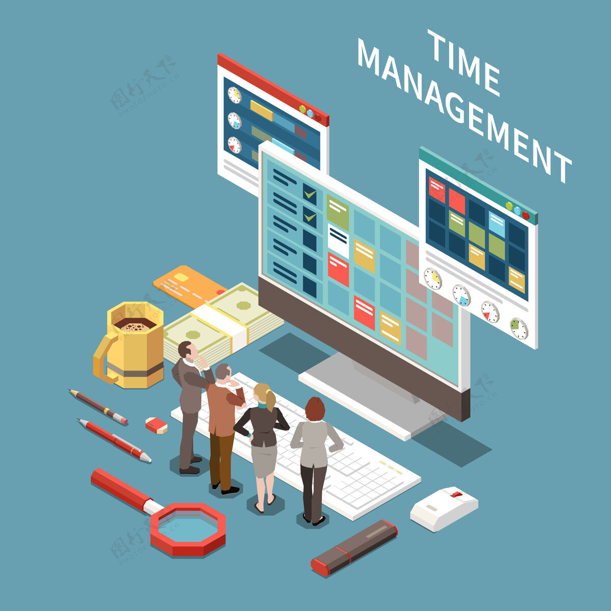 业务时间管理概念与计划时间符号等距概念团队时间