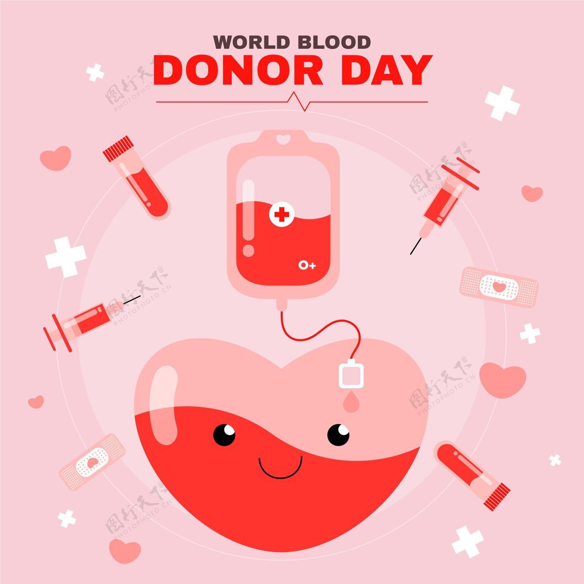 国际有机平板世界献血者日插画平面设计献血平面