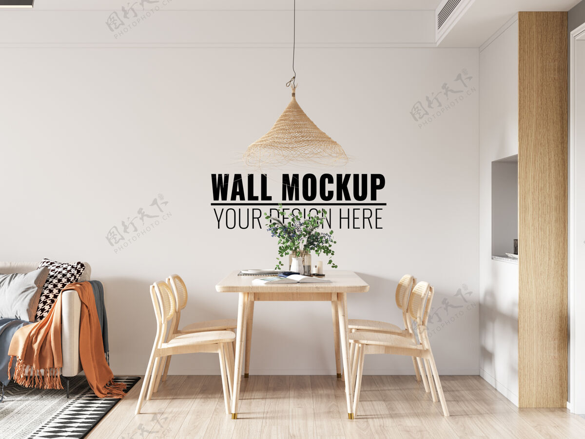 墙模型室内餐厅墙壁模型墙房间餐桌