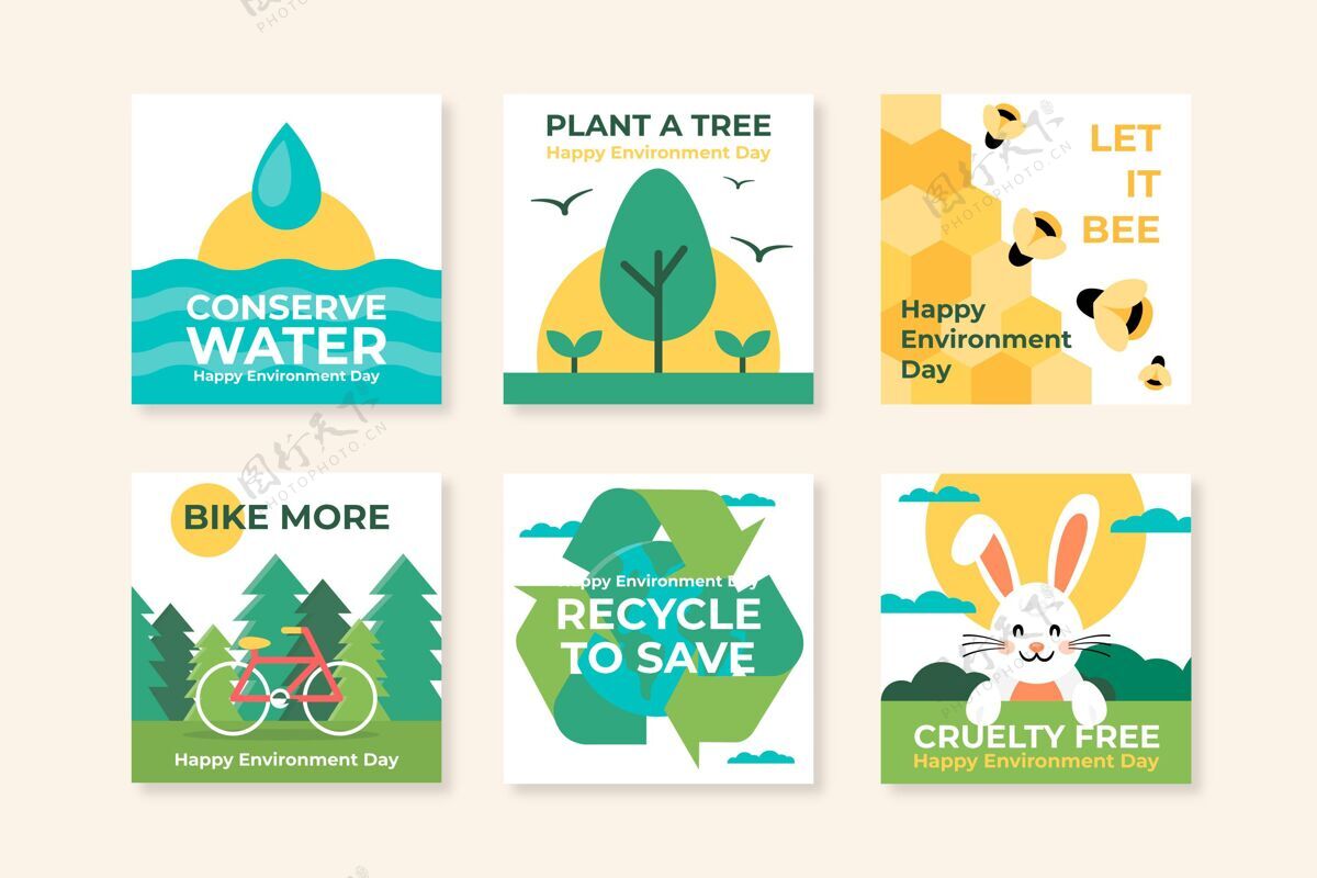 环境平面世界环境日instagram帖子集收藏Instagram模板世界环境日