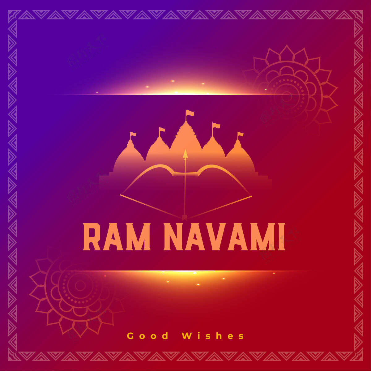 贺卡什里拉姆纳瓦米印度节日装饰贺卡与弓和箭传统神圣宗教