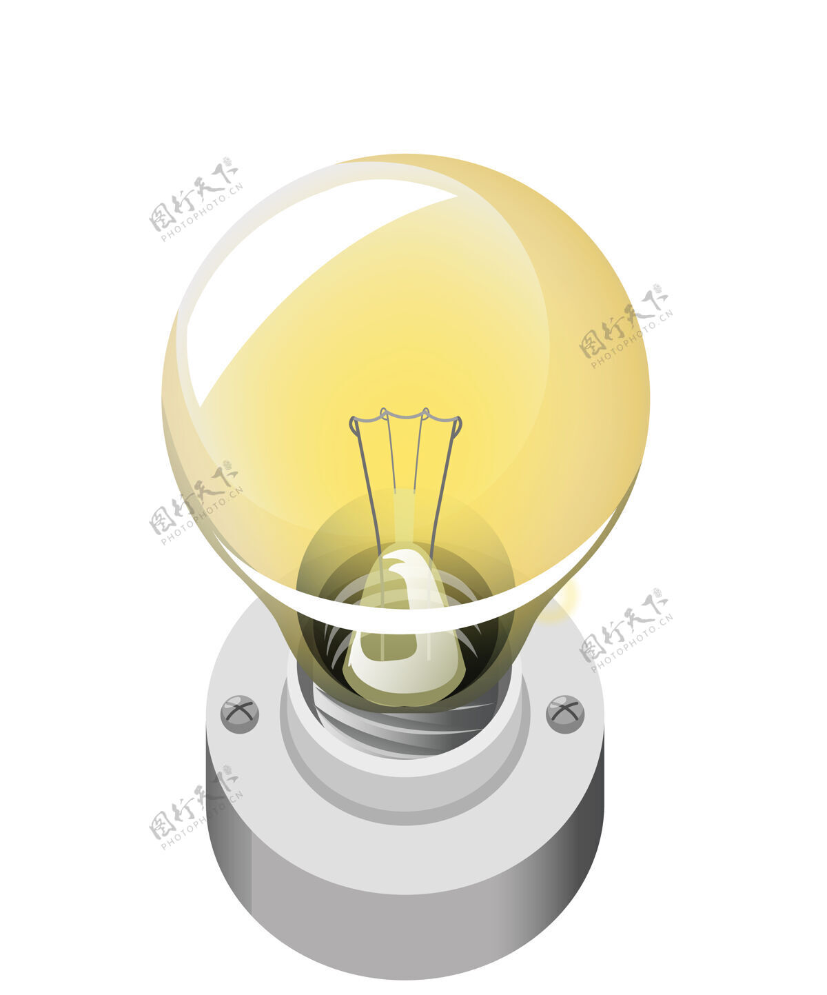 背景灯泡卡通风格隔离在白色背景上主题明亮电机