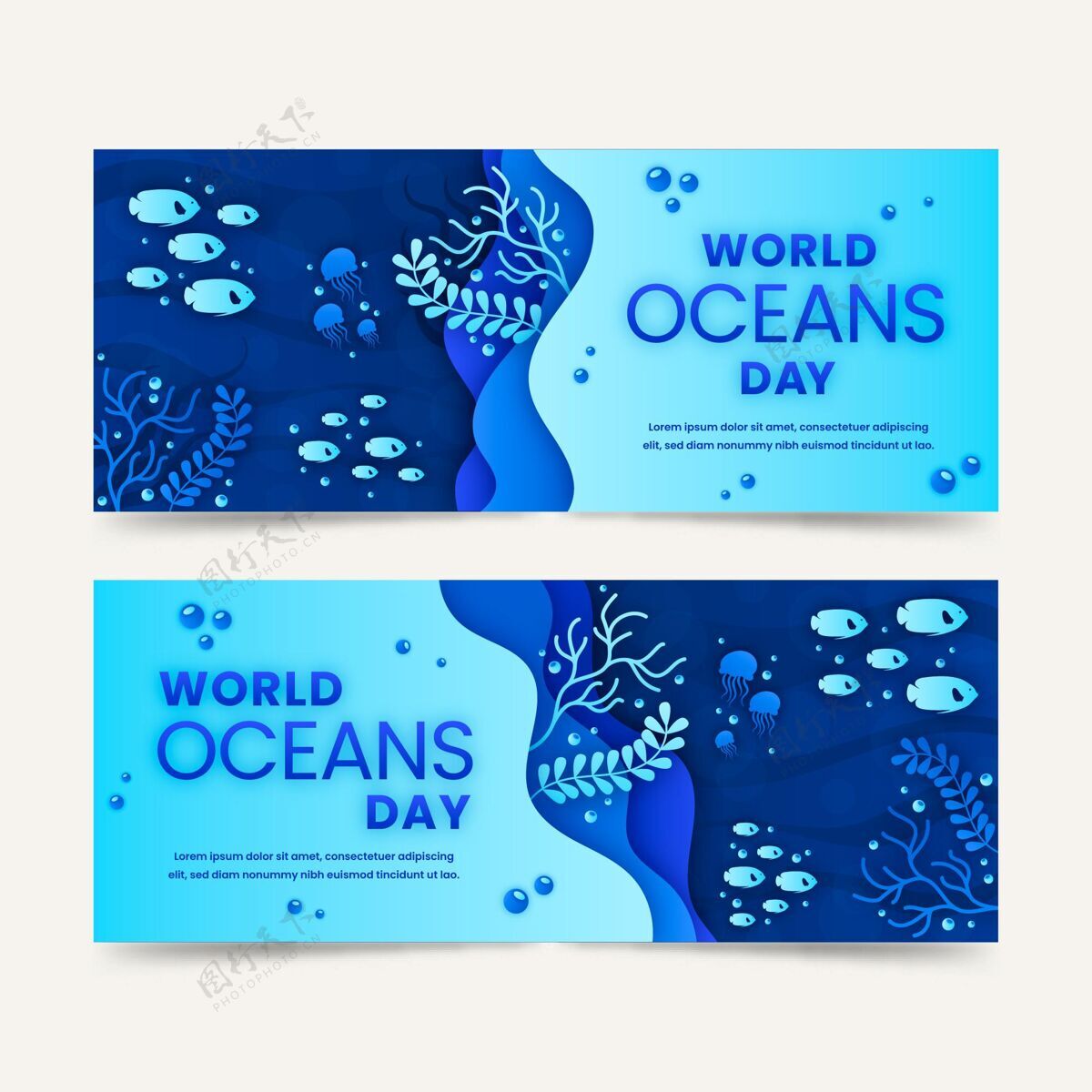 庆典纸制世界海洋日横幅生态系统纸张样式星球