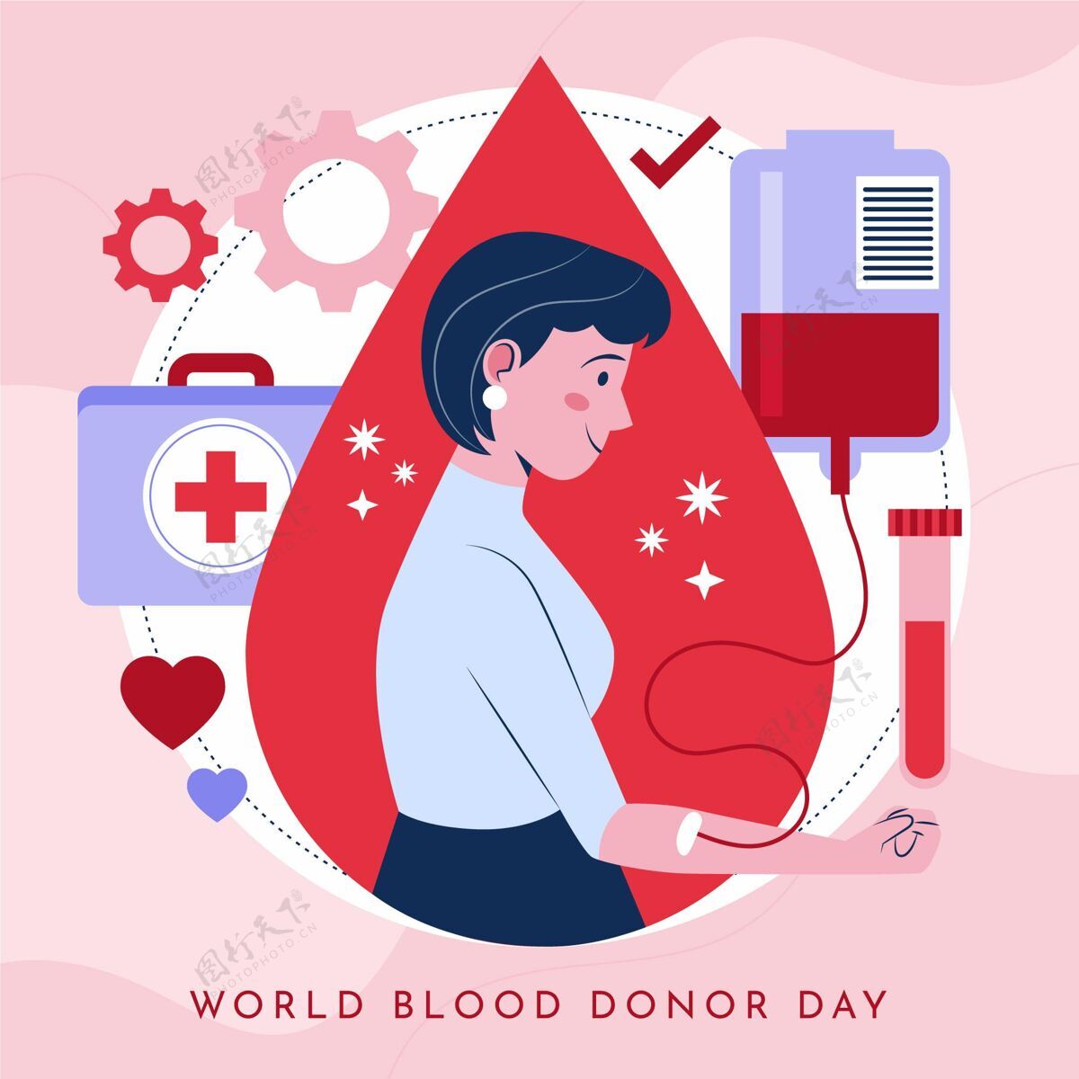 活动有机平板世界献血者日插画国际庆典健康