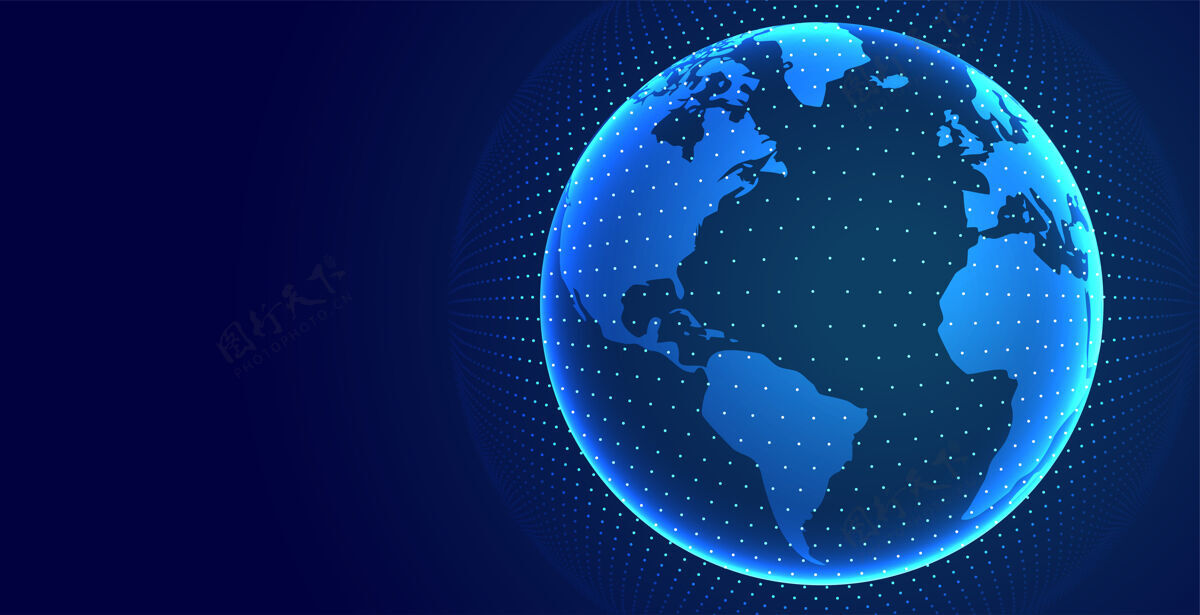 世界技术地球数字全球背景全球网格网络