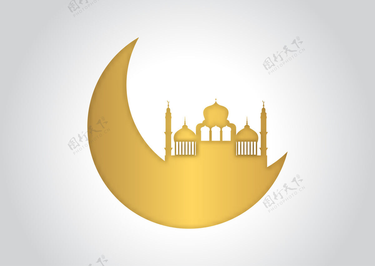 背景金色和白色装饰性阿拉伯背景新月宗教阿拉伯语
