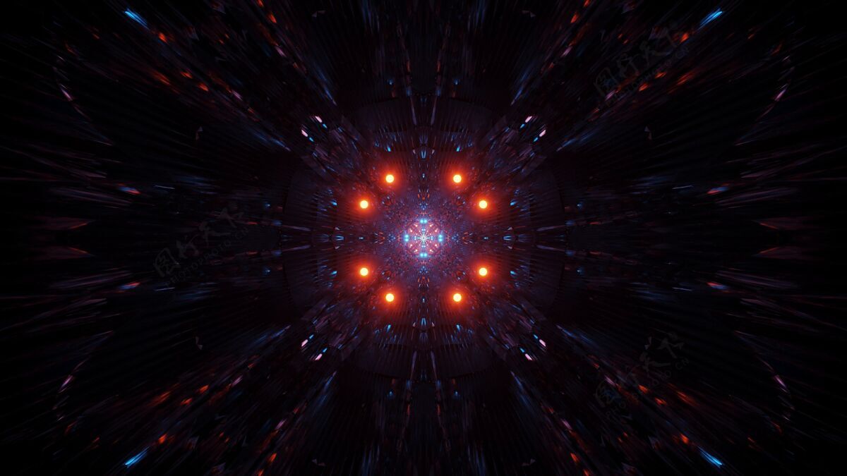 宇宙彩色激光宇宙背景-一个完美的壁纸插图3d渲染灯光图案