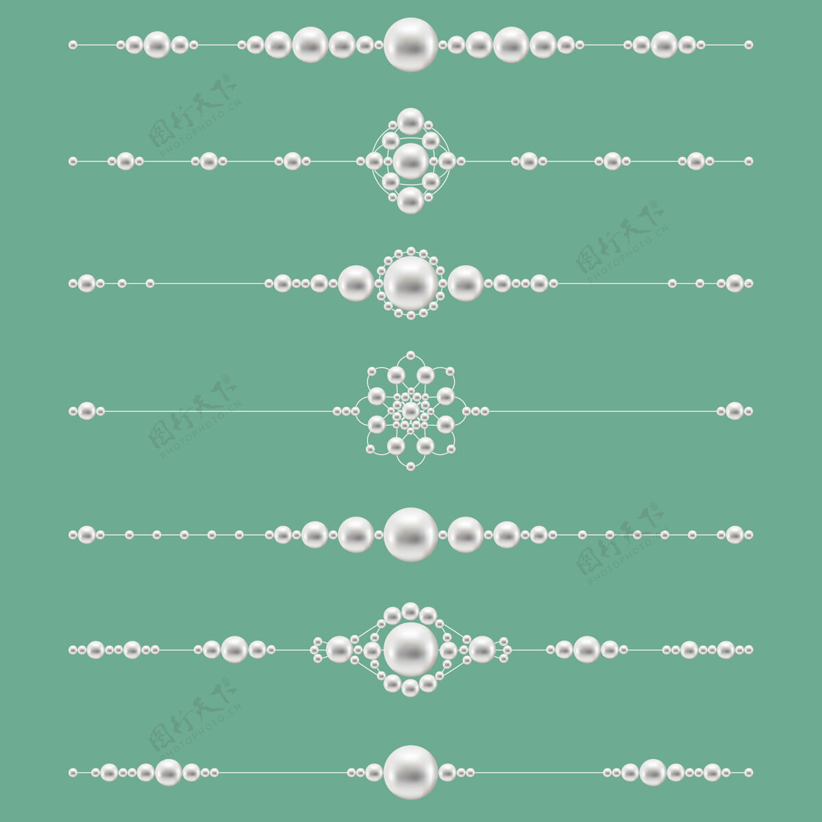 分隔珍珠首饰分割器用优雅的宝石装饰插图配件经典边框