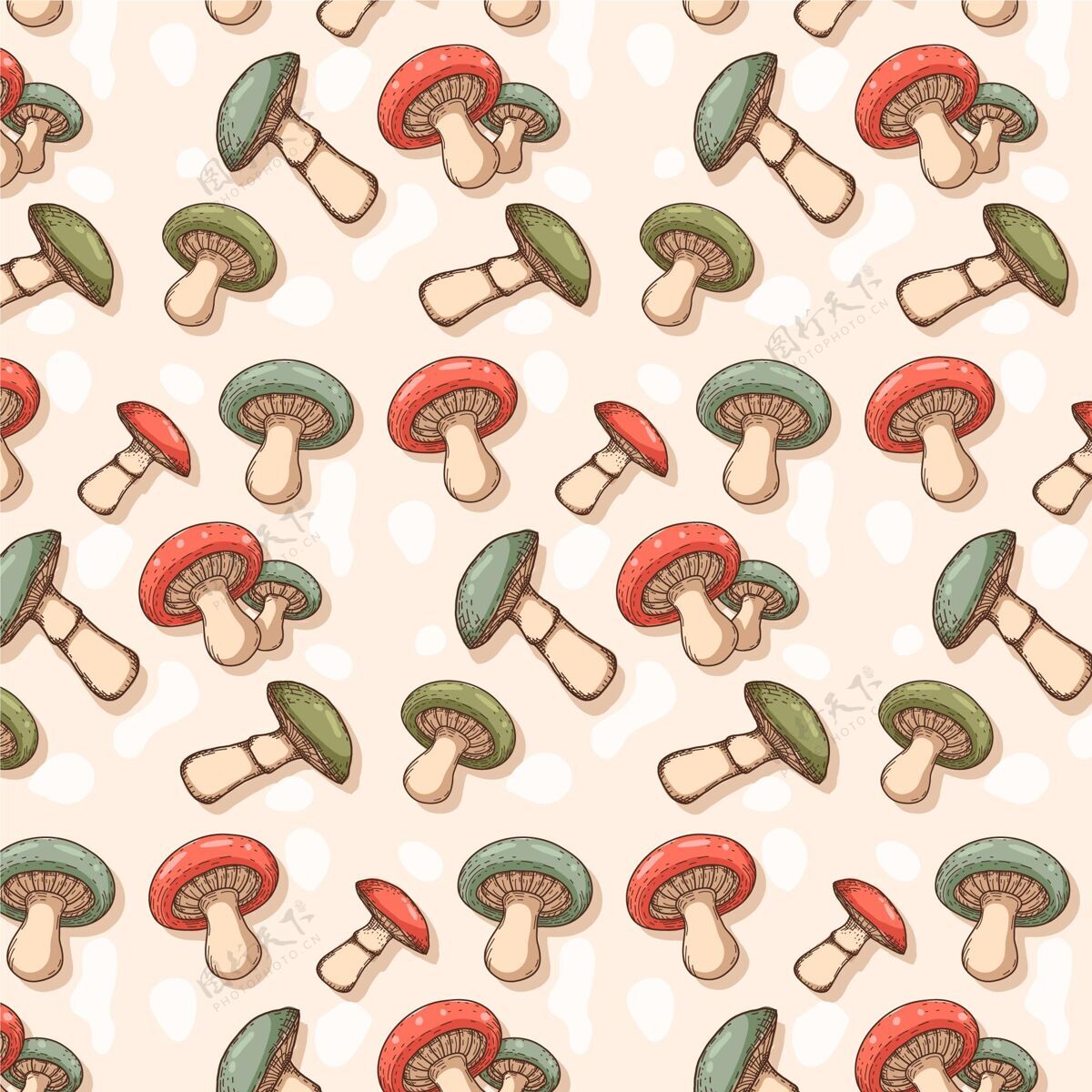 图案手绘蘑菇图案背景蘑菇背景手绘