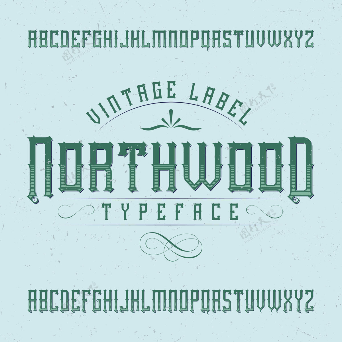 Customer名为northwood的复古标签字体TypescriptLettersAbcd