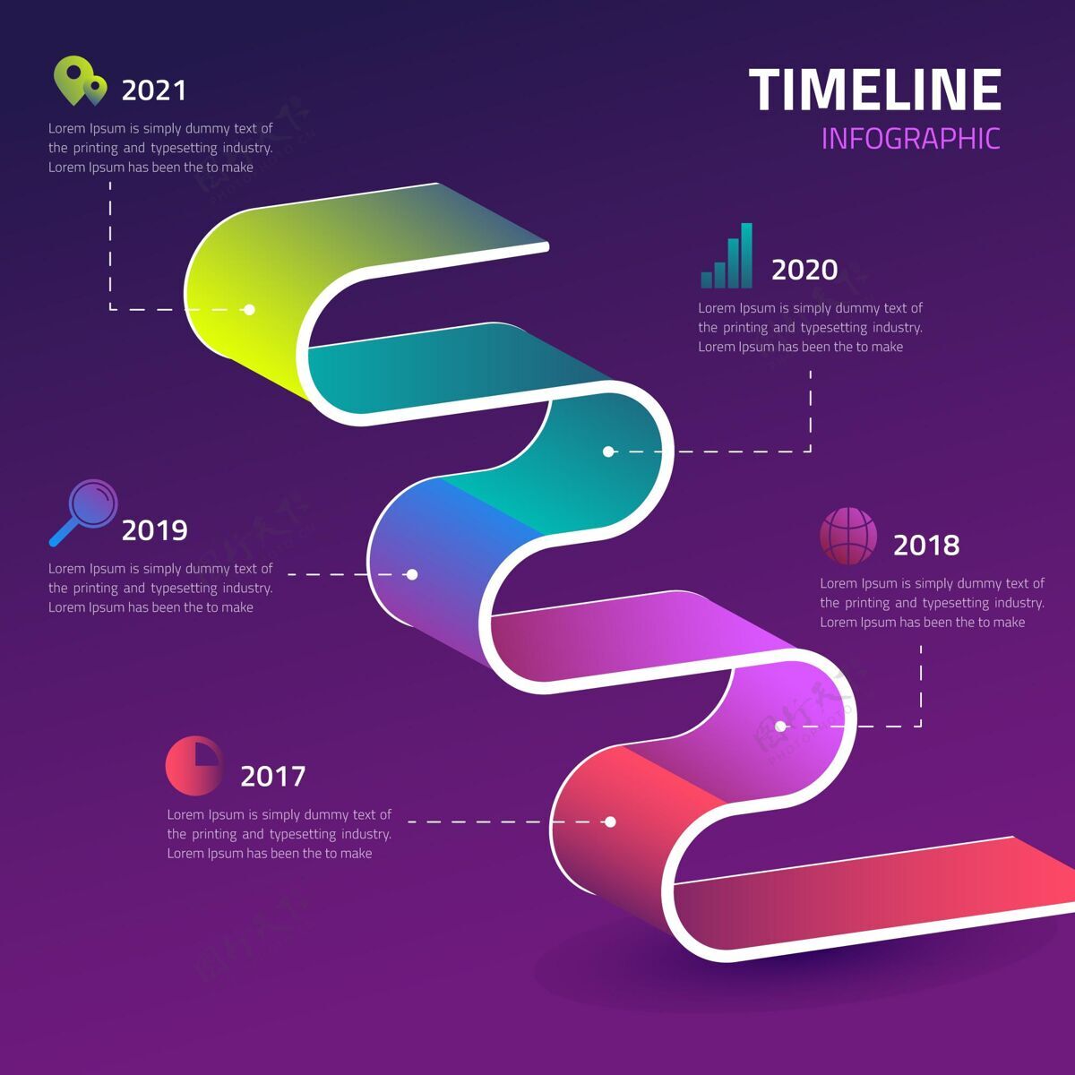 数据平面设计时间线信息图增长步骤时间线信息图
