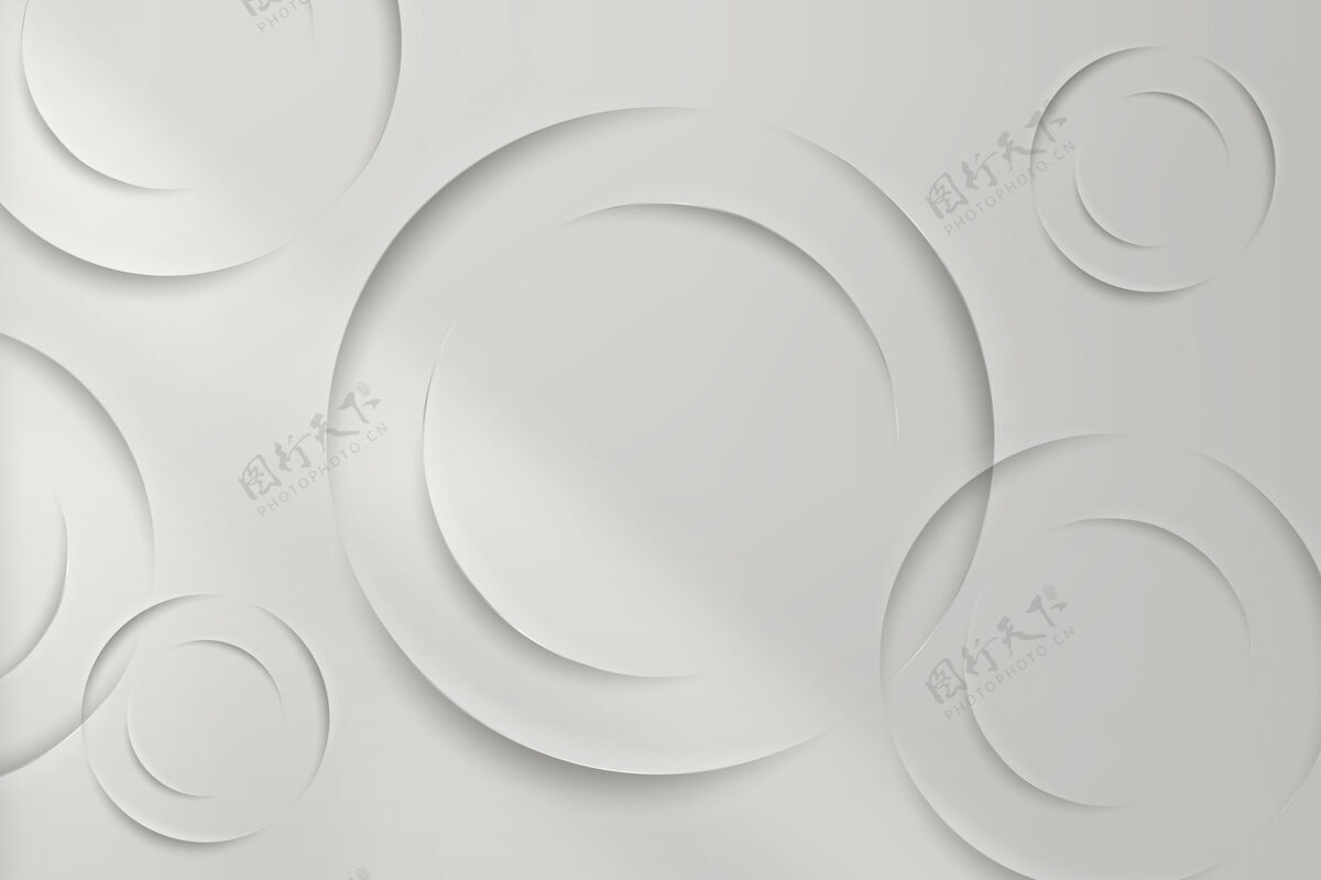 灰色带阴影图案背景的白色圆圈圆图层形式