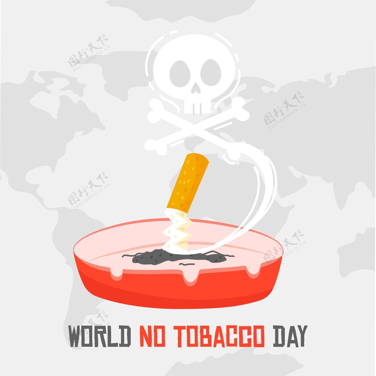 全球手绘世界无烟日插画不健康世界无烟日庆祝