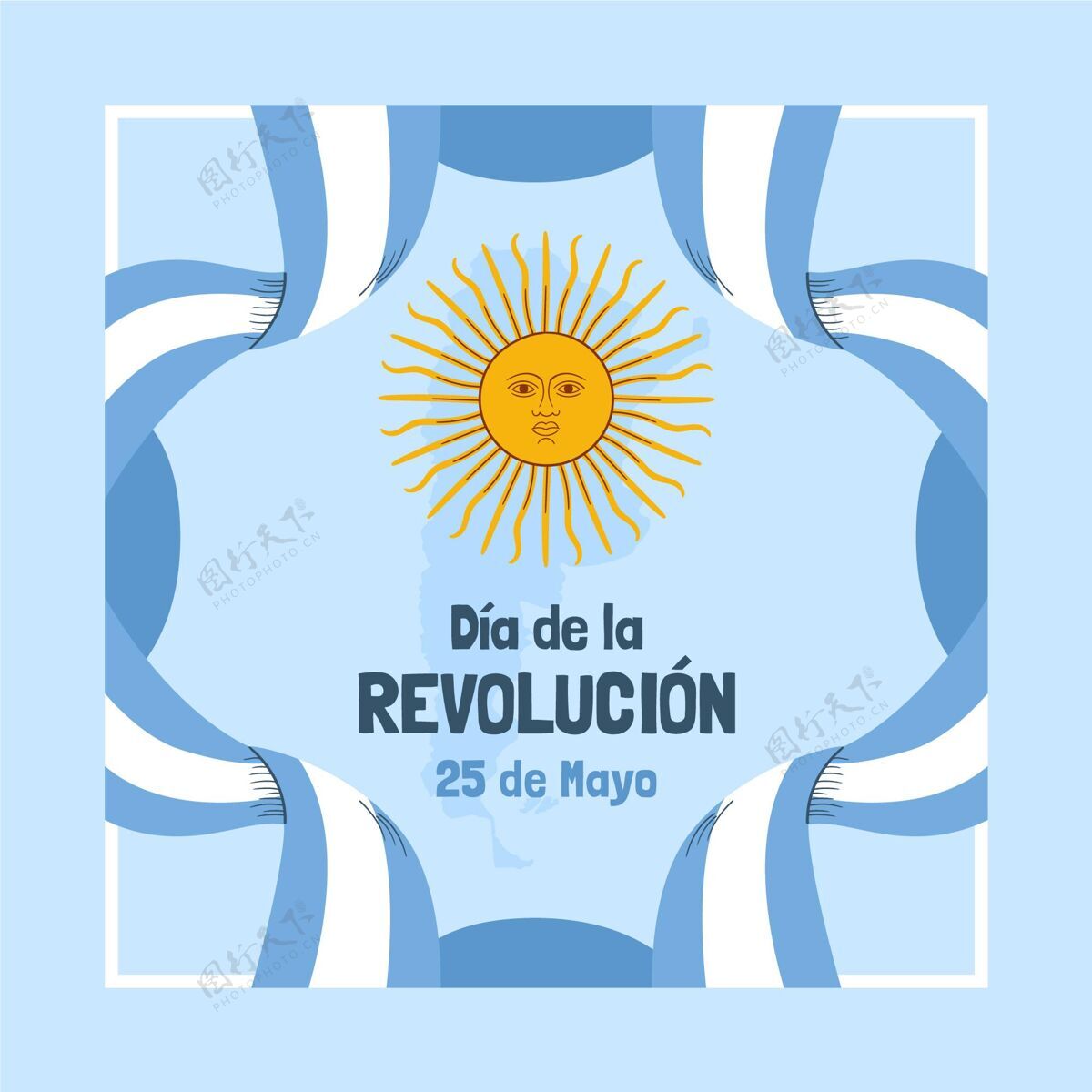 节日手绘阿根廷人迪亚德拉梅奥革命插图公共假日手绘五月革命