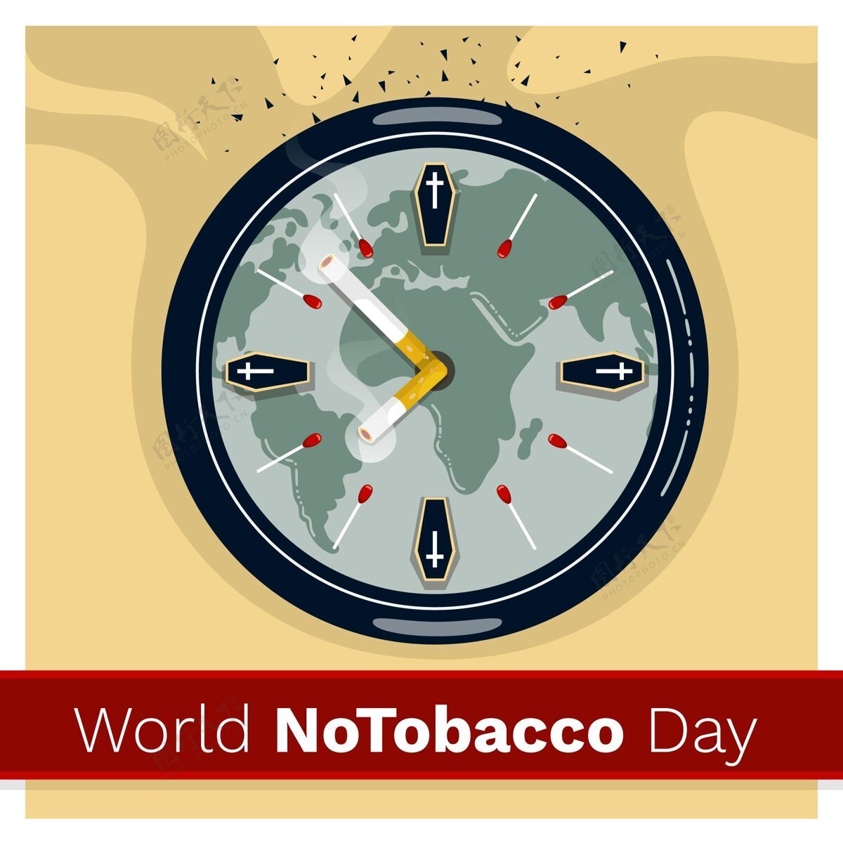 习惯手绘世界无烟日插画健康5月31日国际