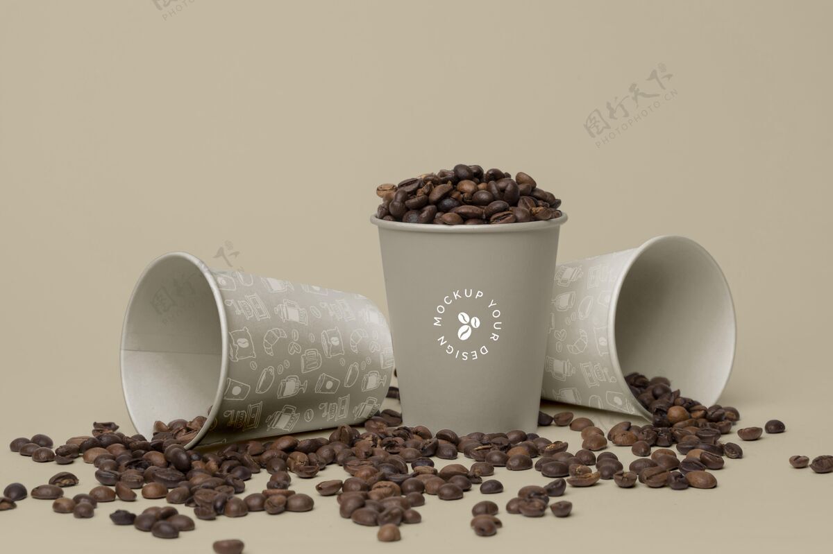 咖啡豆咖啡豆塑料杯咖啡品牌咖啡模型