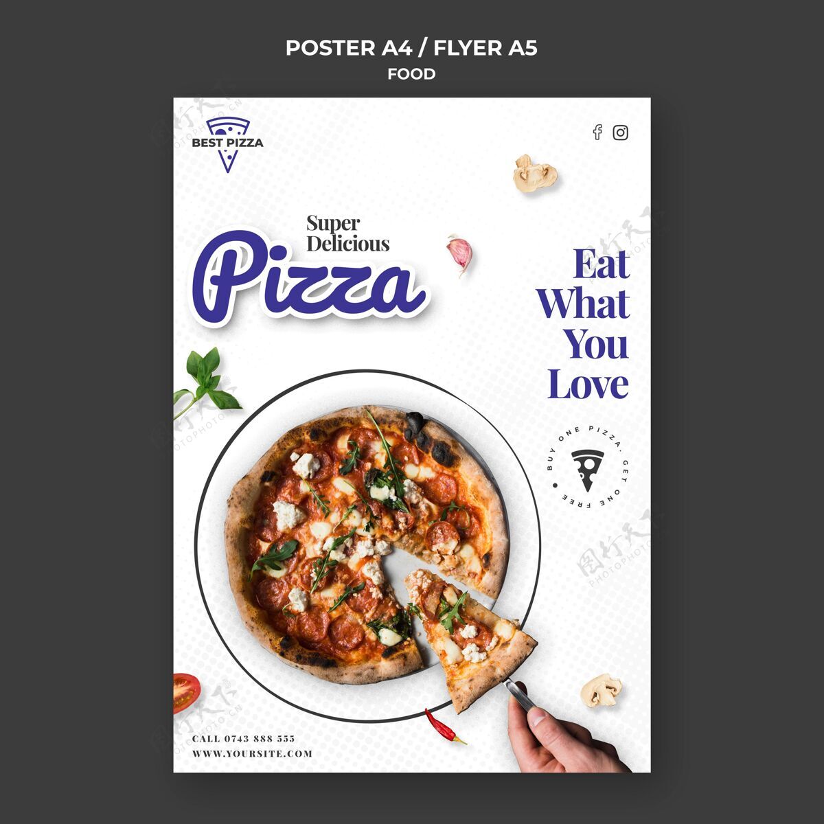 美味比萨饼海报模板意大利食品海报模板传单