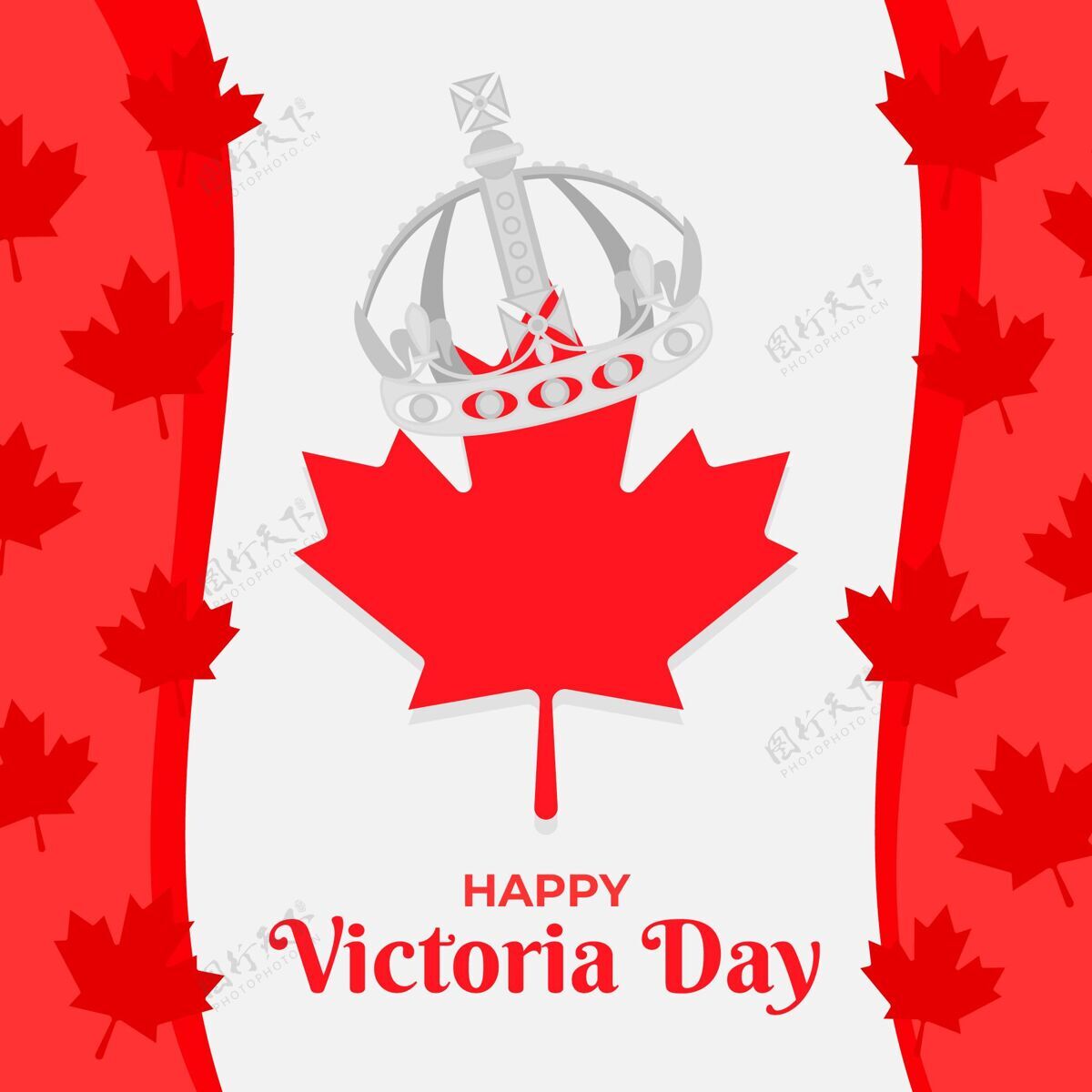 维多利亚女王加拿大维多利亚日平面插图皇冠枫叶活动