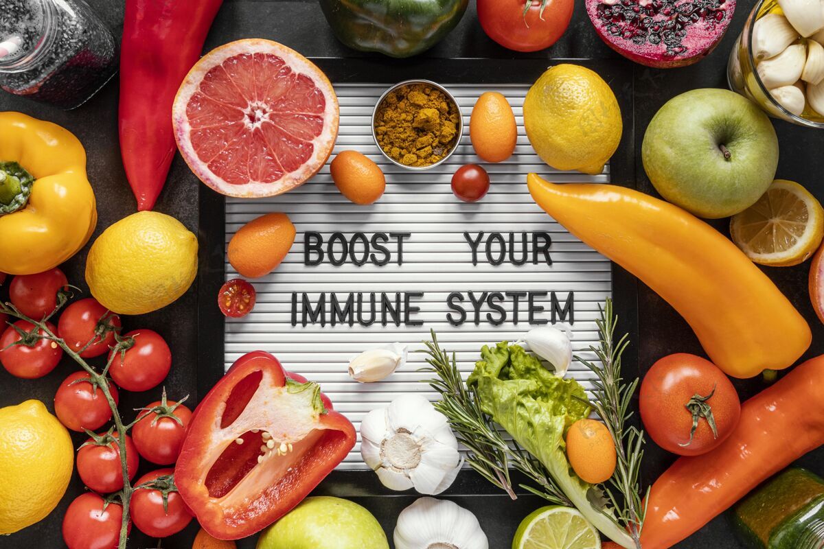 成分平铺各式健康食品 增强免疫力营养健康排列