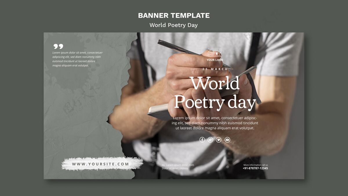 文化世界诗歌日活动横幅模板与照片世界诗歌日诗歌日阅读