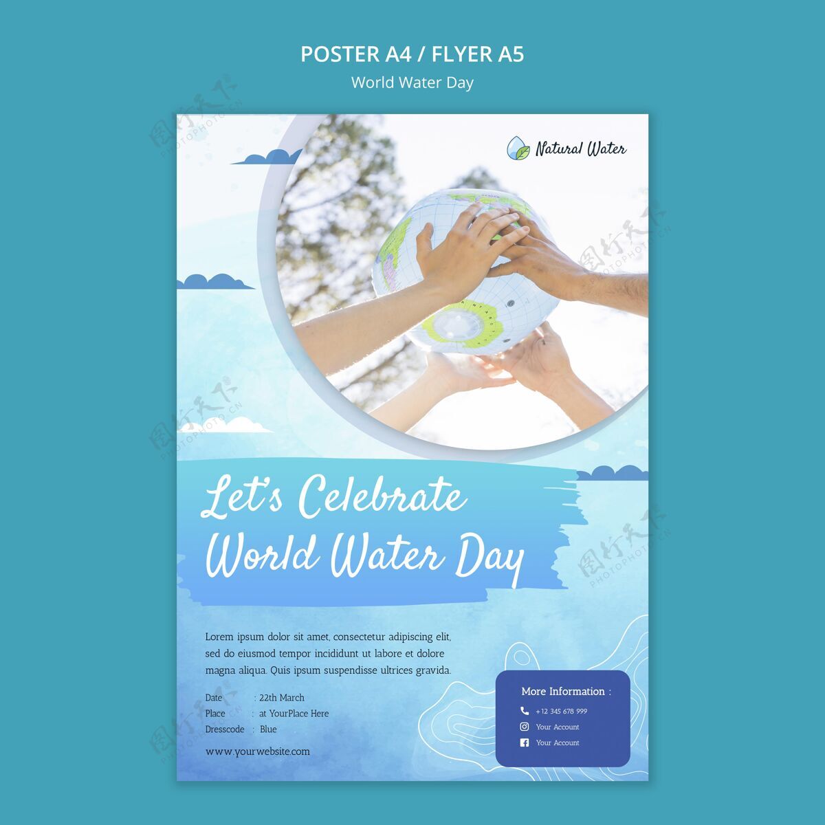 世界水日世界水日打印模板意识保护水日