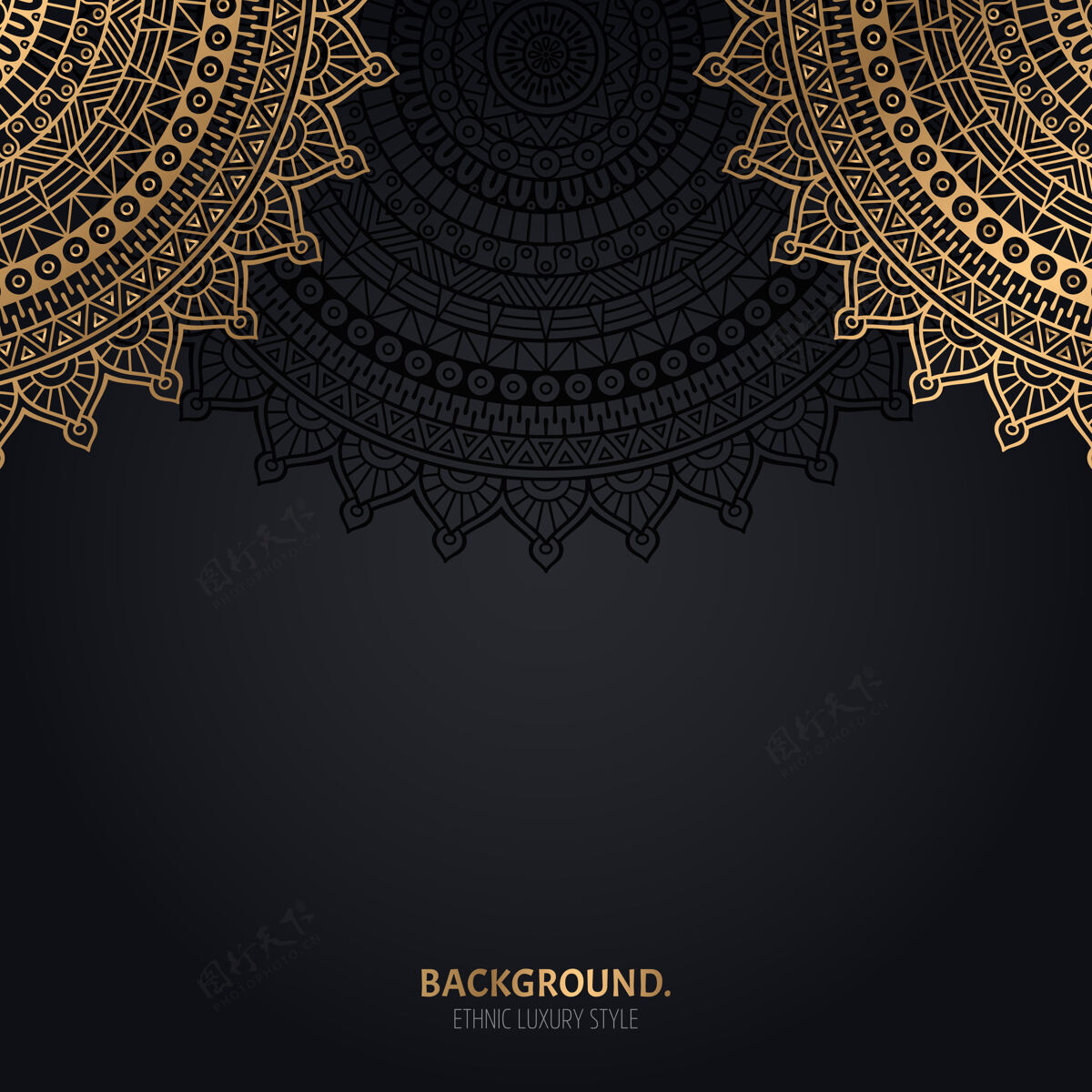 背景伊斯兰黑色背景 金色曼荼罗装饰文化曲线抽象