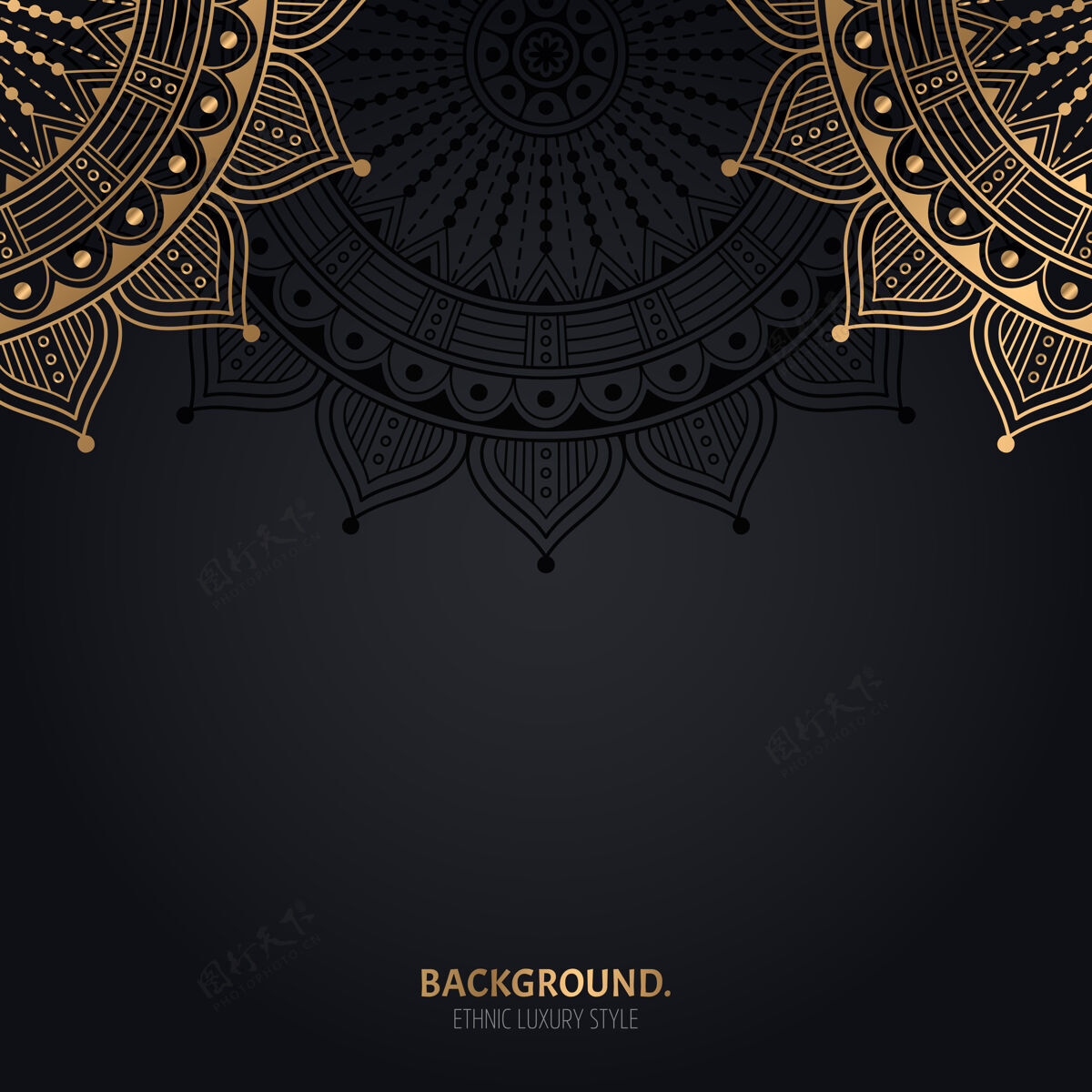 圆圈伊斯兰黑色背景 金色曼荼罗装饰装饰文化螺旋