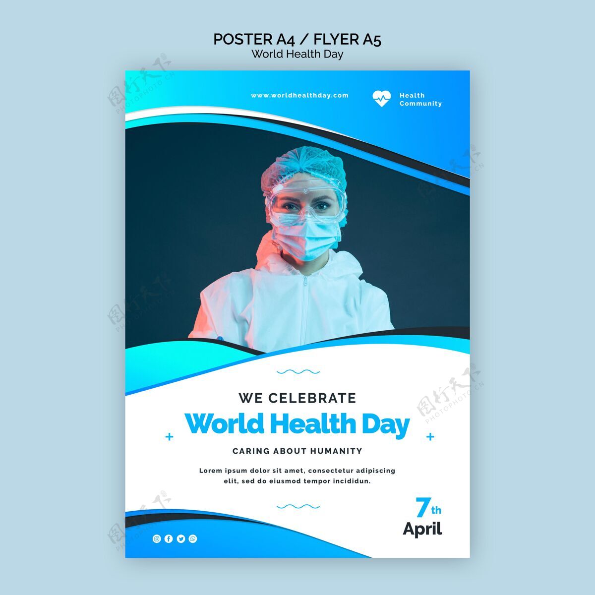 模板世界卫生日海报模板传单医疗保健4月7日