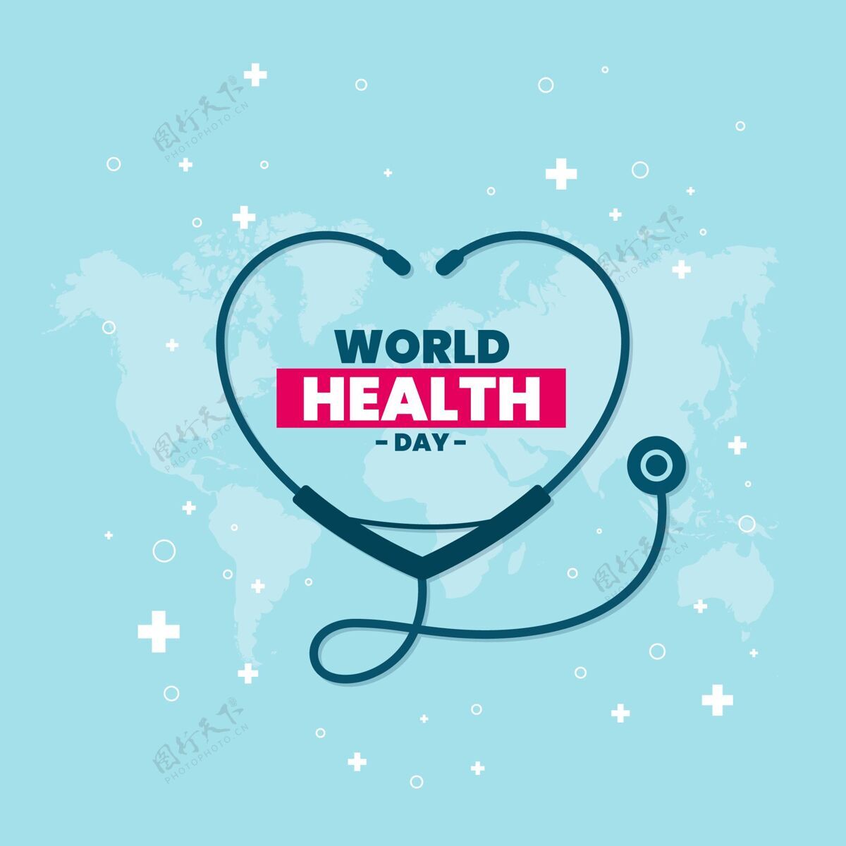 医疗保健平面世界卫生日庆祝插画医疗健康专家4月7日