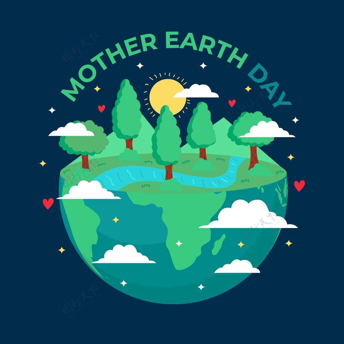 实习生地球母亲节插图平面4月22日地球母亲